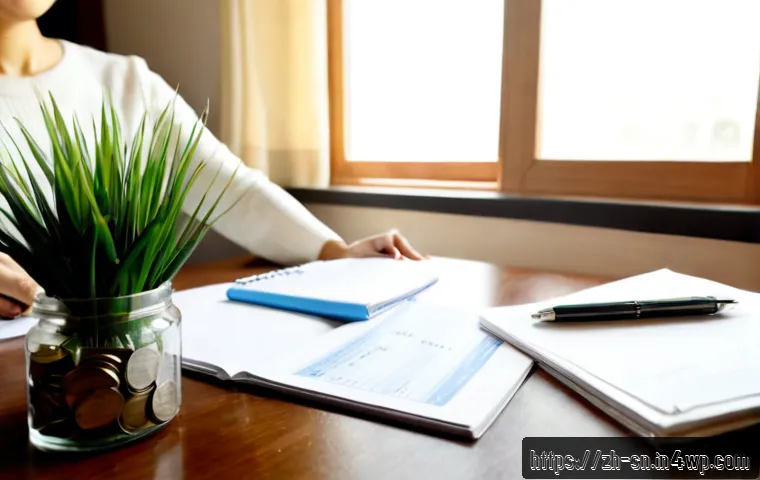 신용 관리의 장기적인 투자 가치 - Photorealistic financial planning scene, a confident middle-aged Chinese woman reviewing neatly orga...